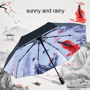 Автоматический зонт с защитой от солнца, дождя, ультрафиолета, ветрозащитный пляжный зонт, складной портативный зонт с 8 ребрами жесткости
