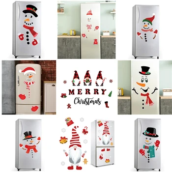 Рождественский Магнит, наклейка на холодильник со Снеговиком, наклейки на стены холодильника, милый Смайлик для домашней кухни, Новогодний декор 2024 года